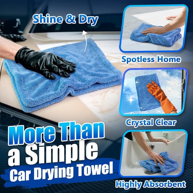 Detalle 2 de Airlab Auto Trockentuch 1200GSM – Mikrofasertuch XXL zum Autotrocknen, streifenfrei & fusselfrei (blau), ca. 60 x 40 cm