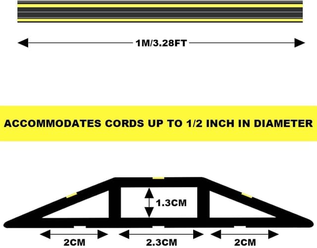 Detalle 2 de Adiwo Floor Cable Protector (1m) heavy-duty PVC floor cable cover with 3 channels