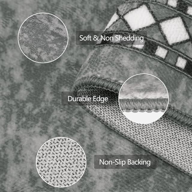 Detalle 2 de Homcomodar non-slip carpet runner for hallways, grey (80x200cm)