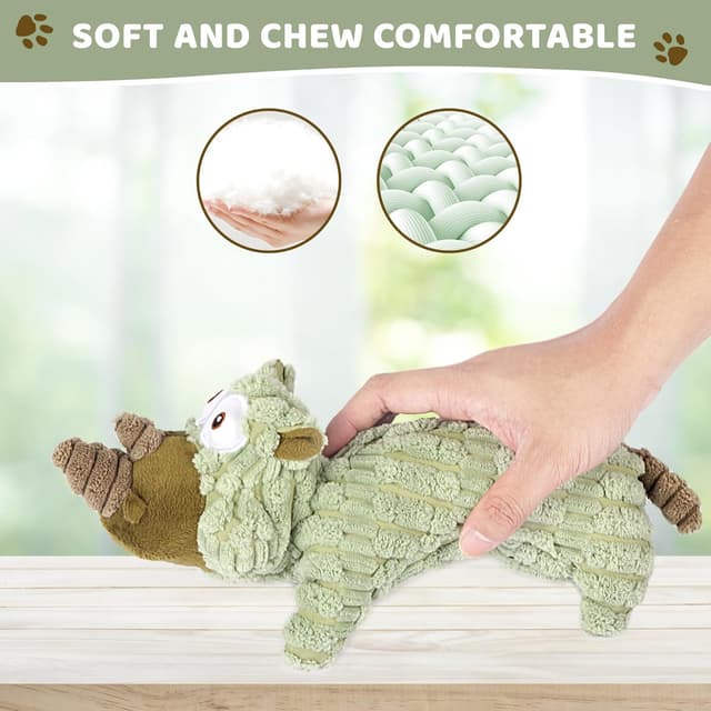 Detalle de LIINOOVATE Rhino Plush Squeaky Dog Toy for Large Dogs (Christmas-style lamb/chop plush)