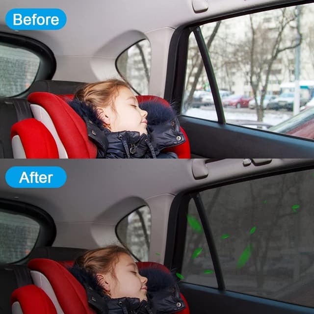 Detalle de URAQT Parasole per auto per parabrezza laterale, 2 pezzi universali con protezione UV e dal calore (M)