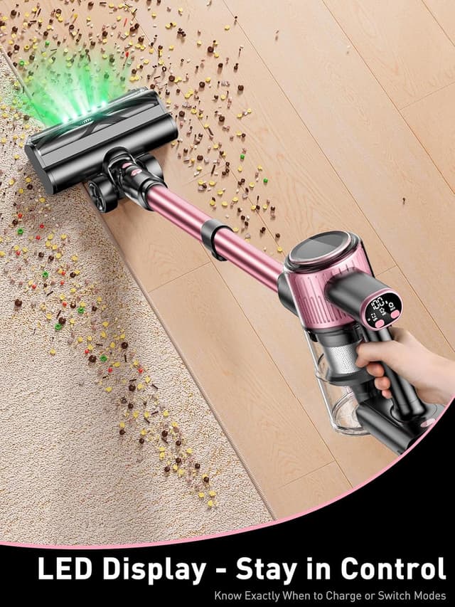 Detalle de SUXIANGVAC Cordless Vacuum Cleaner (45Pa suction, 500W motor, up to 45 minutes) in Pink