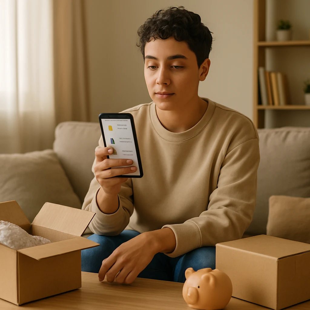 Persona revisando reseñas de un producto en el móvil