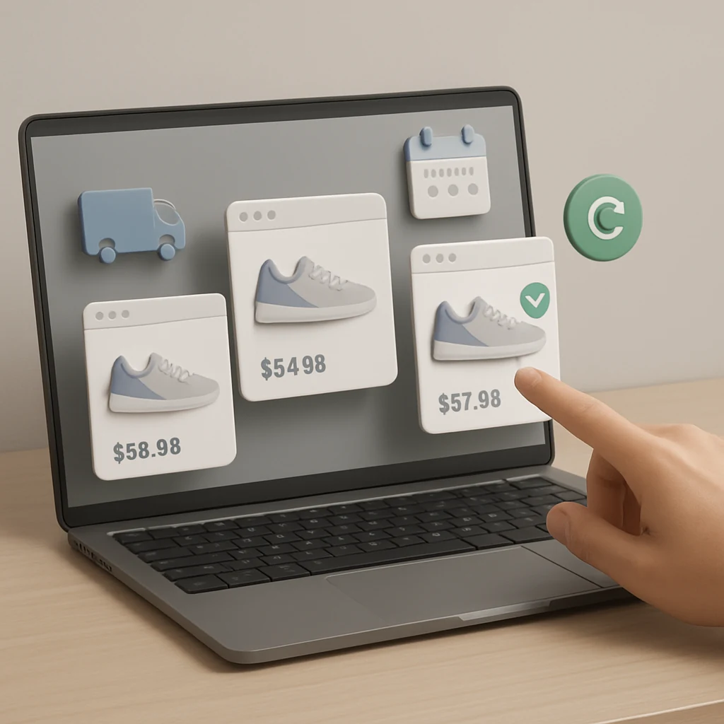 Persona revisando tabla de tallas en una tienda online