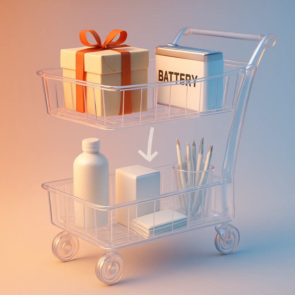 Ilustración de carrito dividido en dos grupos