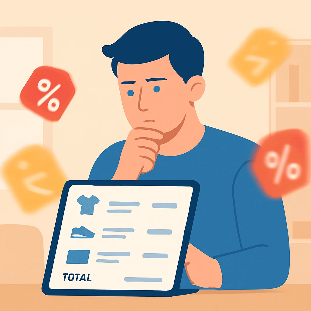 Persona revisando el carrito de la compra online