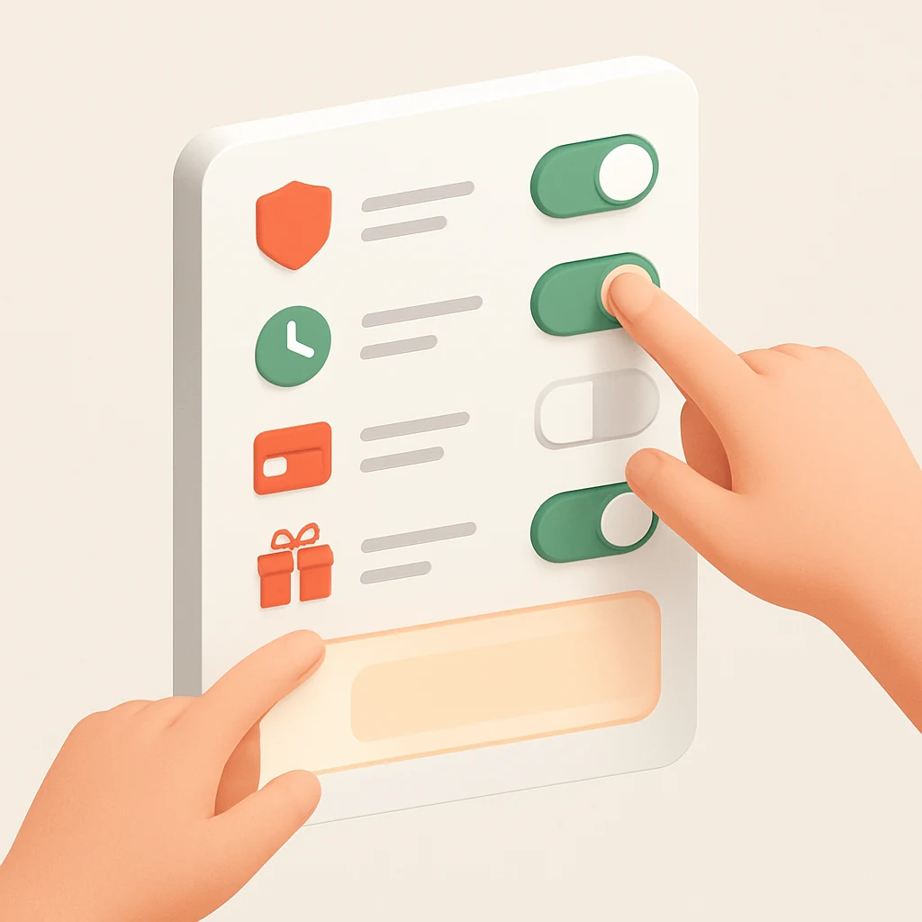 Pantalla de checkout con varios extras seleccionables