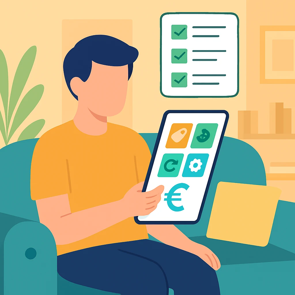 Persona revisando condiciones de envío y devolución en el móvil