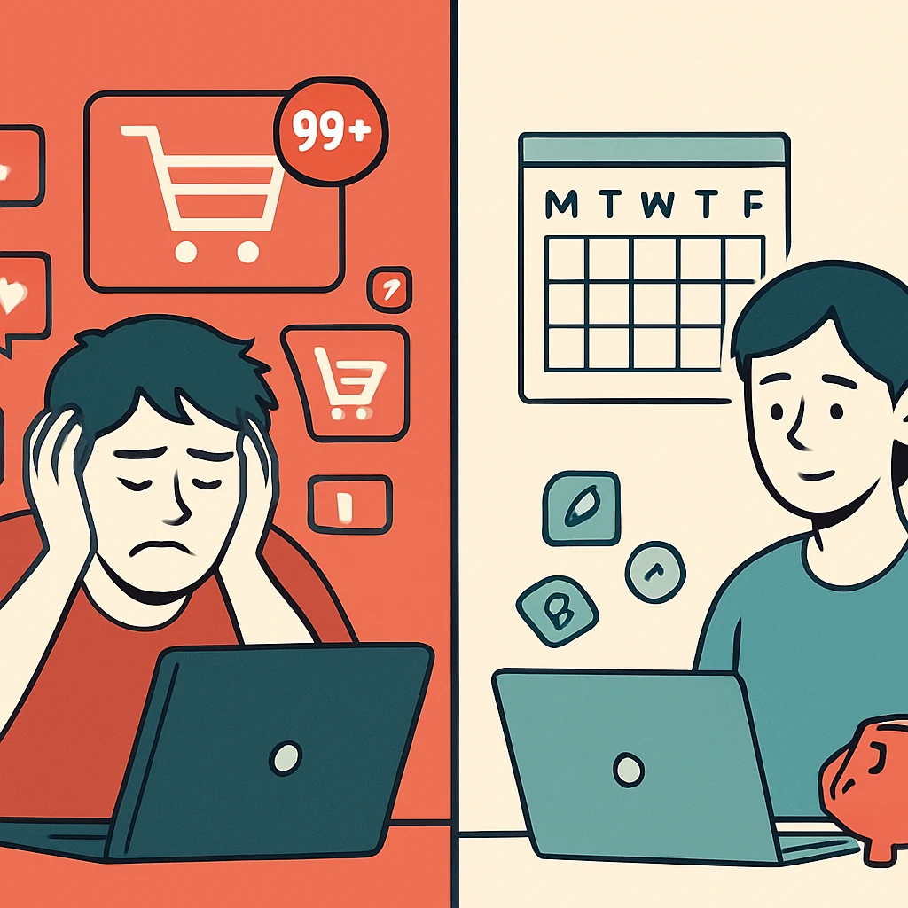 Carrito de compra online en una pantalla