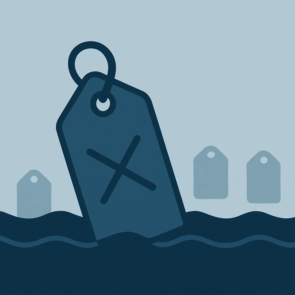 Ilustración de carrito y señales de oferta