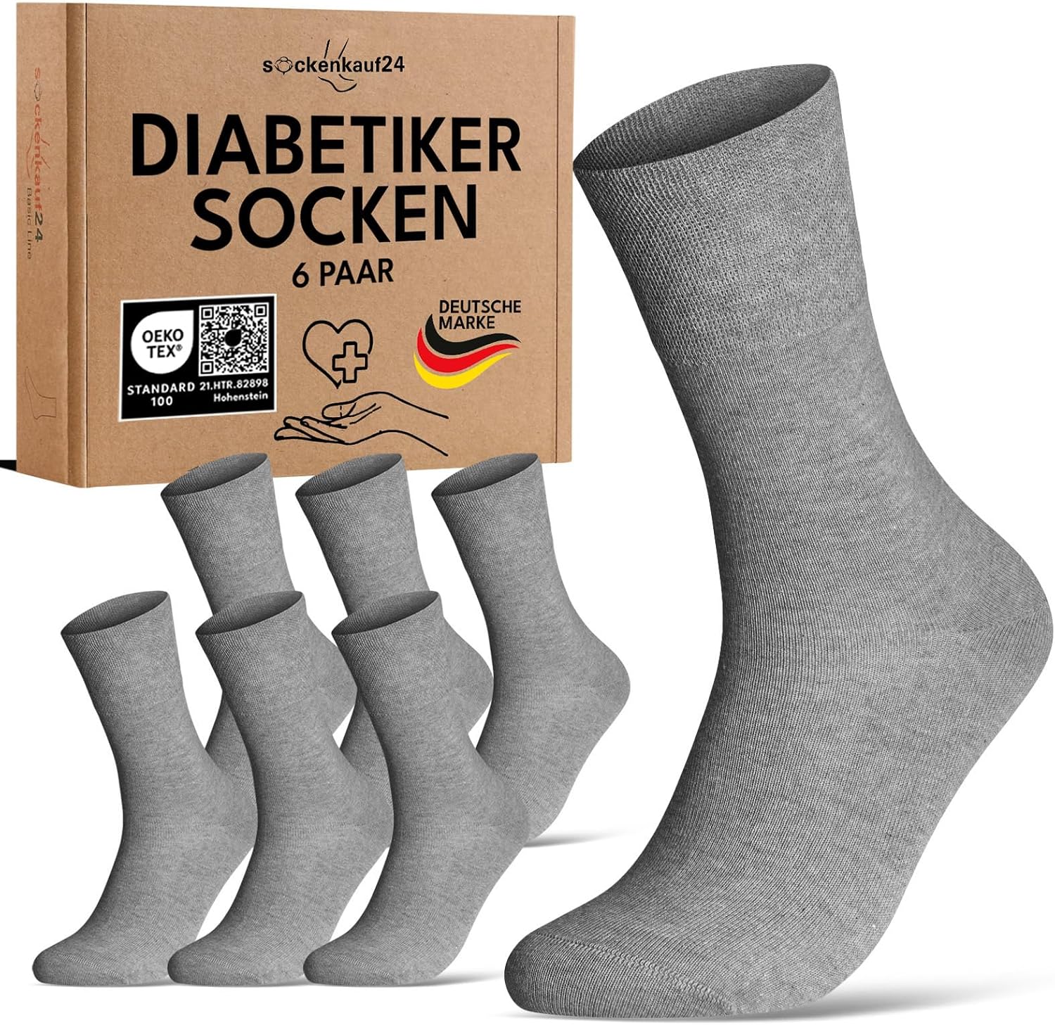 Detalle de sockenkauf24 Diabetikersocken 6 Paar ohne Naht