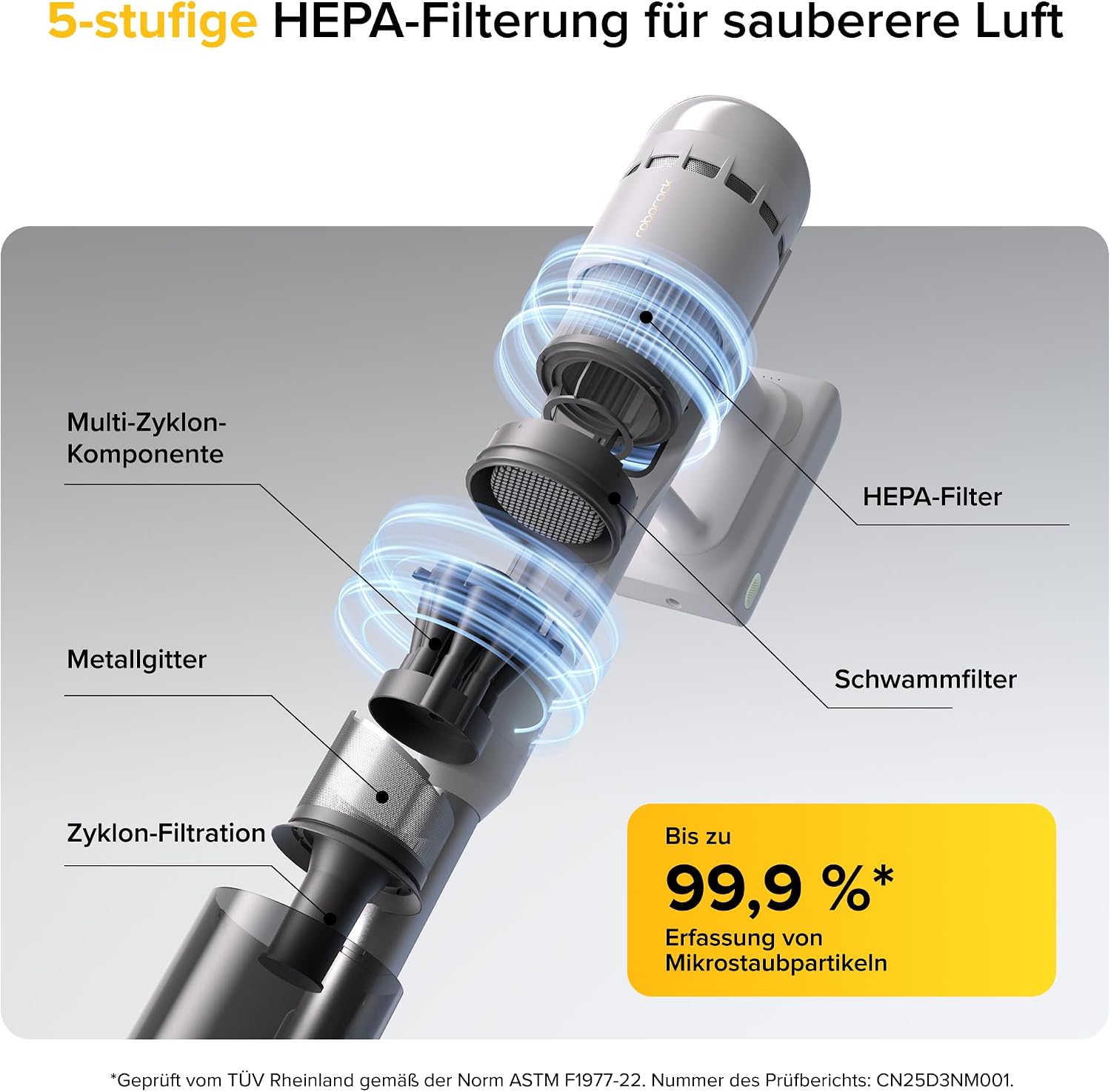 Thumbnail 6 de roborock H60 Akku Staubsauger: 27000 Pa, 60 Minuten, 90° flexibler Schlauch