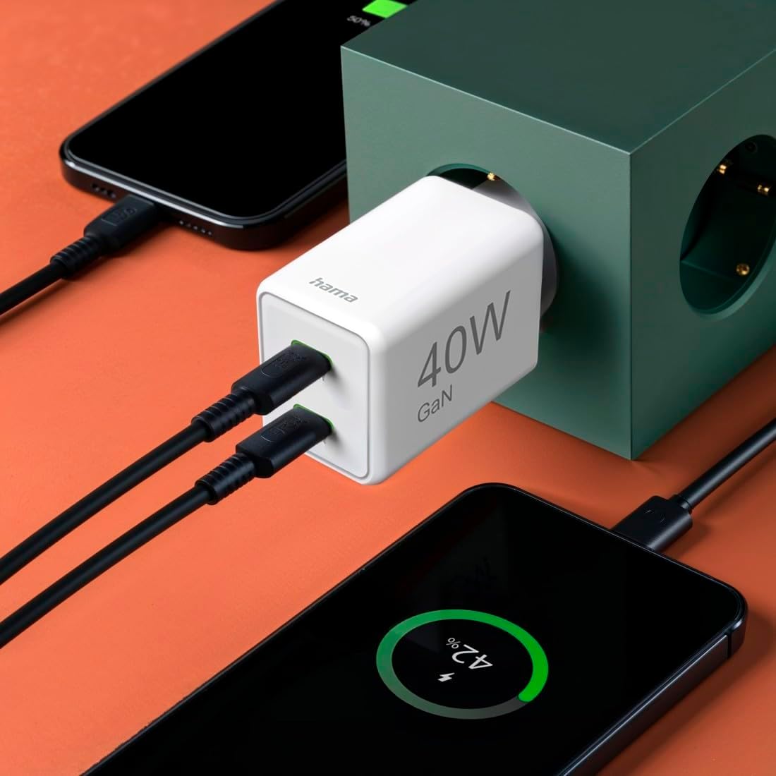 Thumbnail 5 de Hama chargeur rapide USB 40 W (2×USB‑C) super mini avec PD et Qualcomm QC 3.0, prise secteur blanc