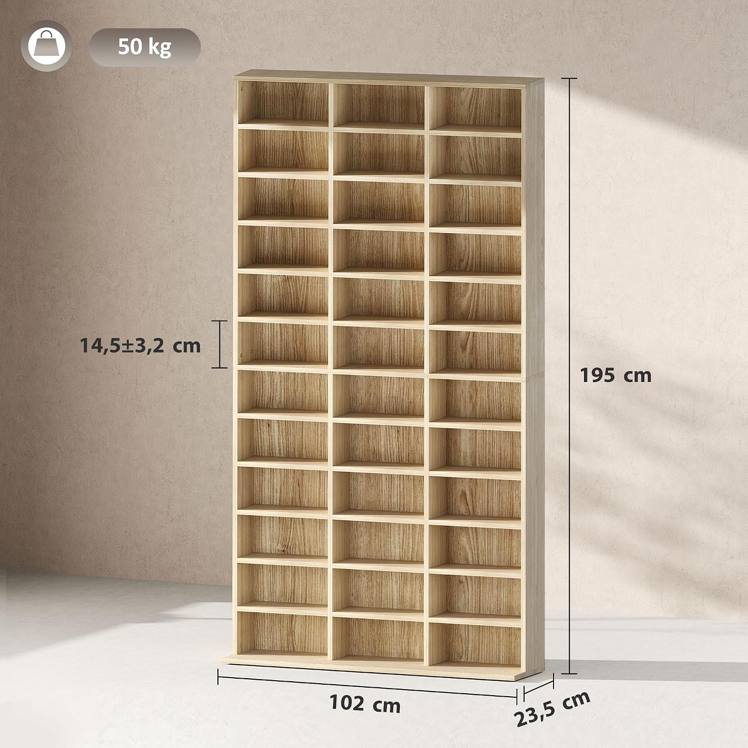 Detalle de HOMCOM étagère CD DVD chêne 195 cm