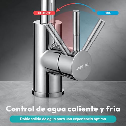 Detalle de JUPPLIES Grifo Cocina Extraíble – Acero Inoxidable 304, giro 360° y 3 modos de agua