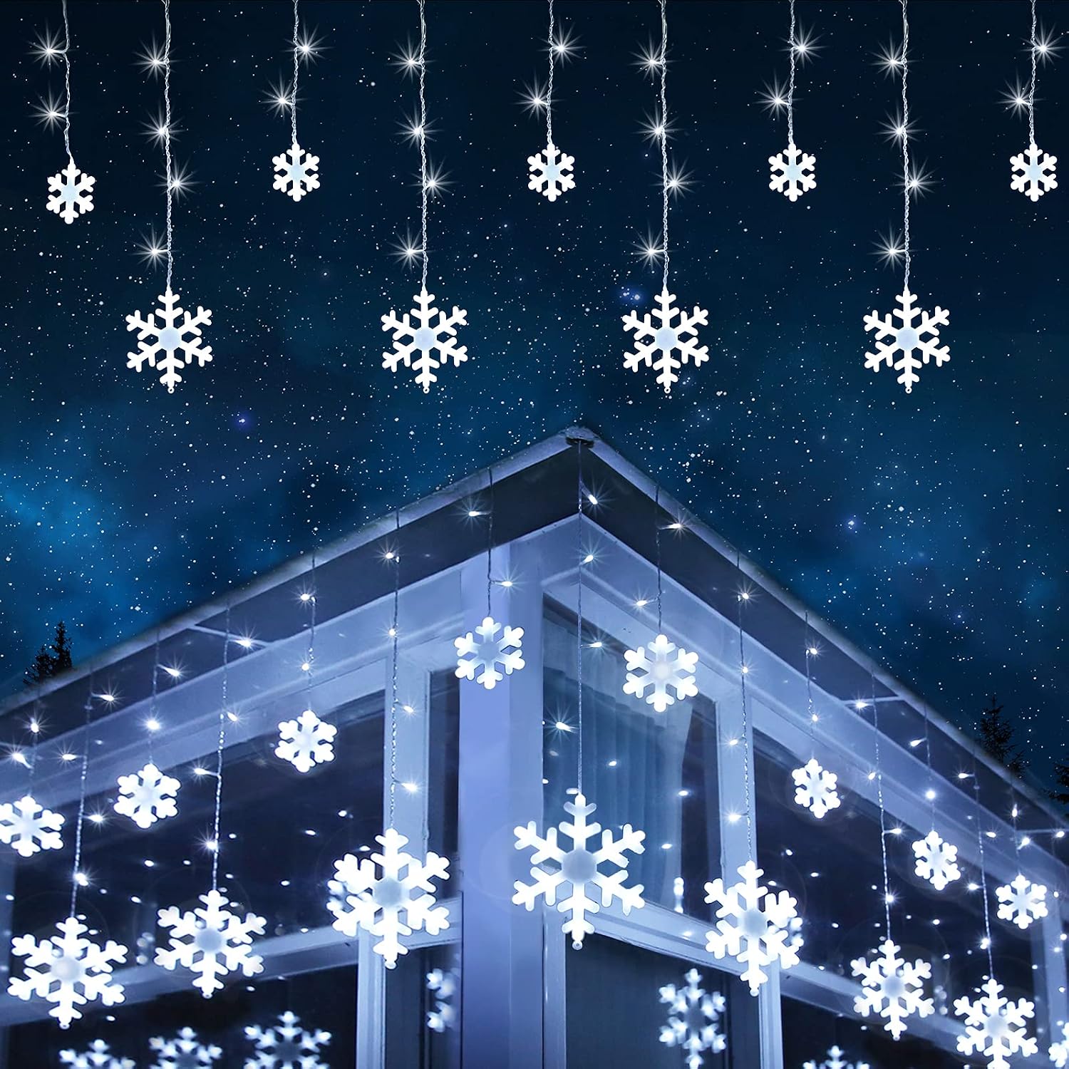 Thumbnail 6 de Snowflake Christmas Lights with 168 LEDs
