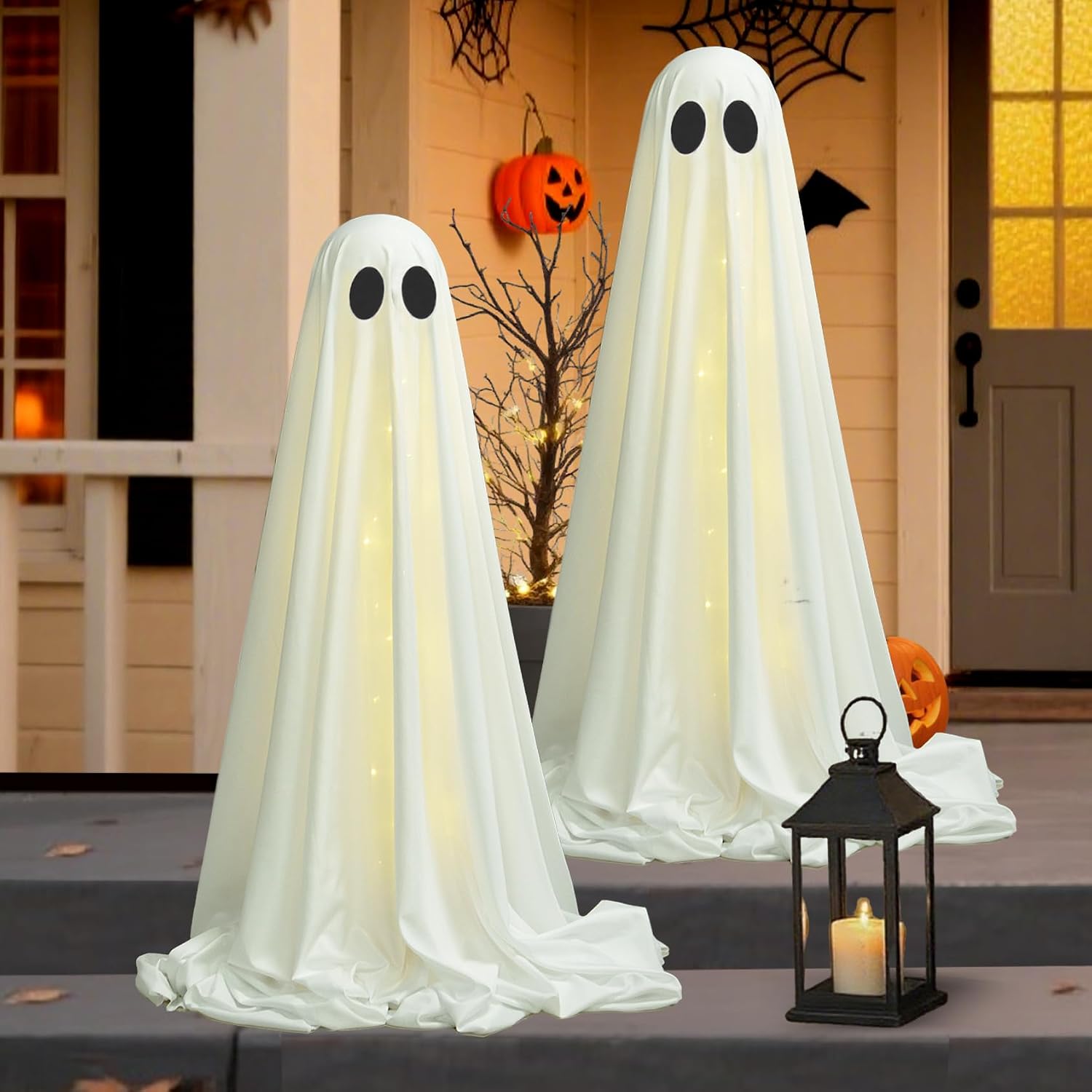 Detalle de VersaCharm HN0001 Halloween Ghost Decorations, 2-Pack with Remote-Control Lights