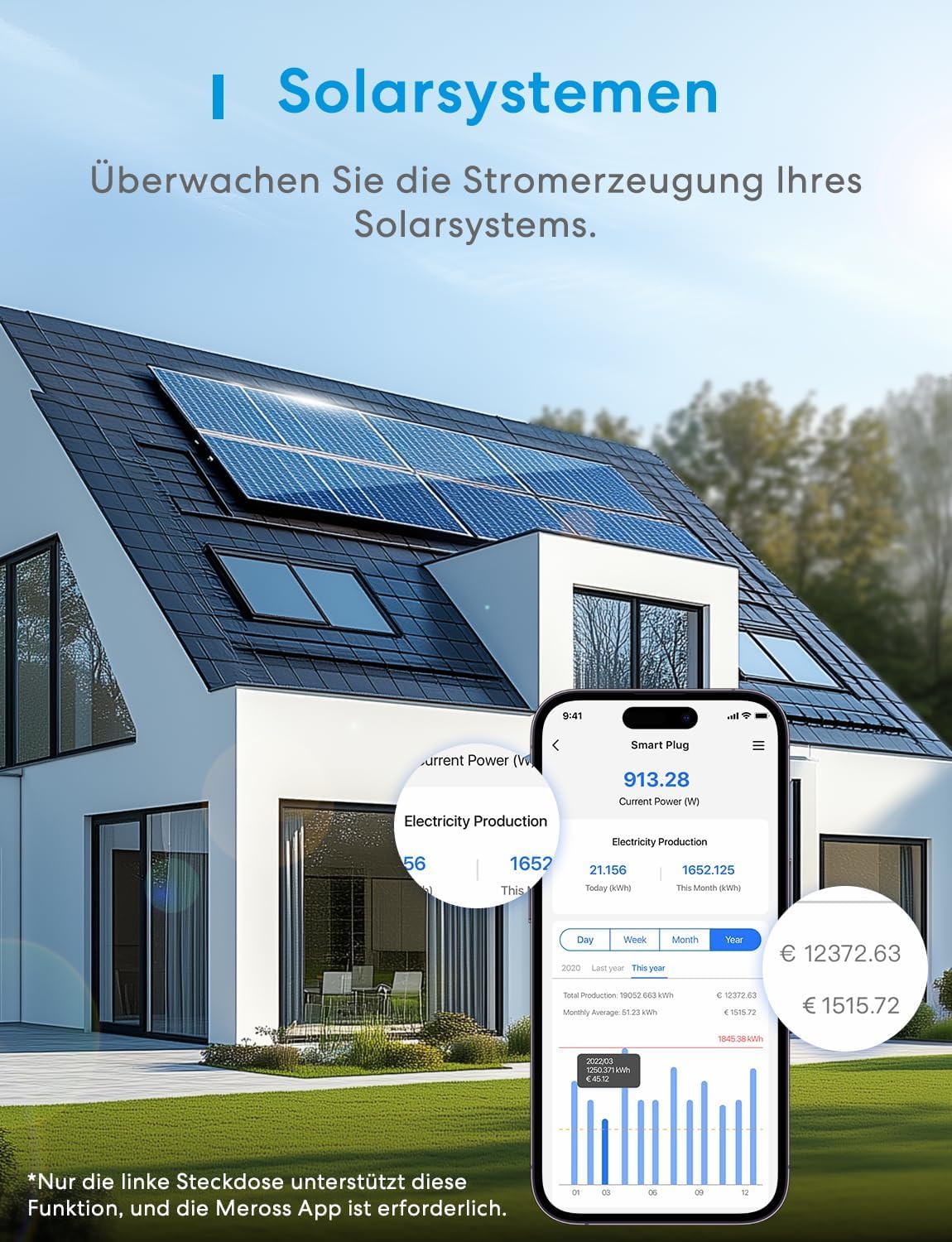 Thumbnail 4 de meross Matter WLAN Smart-Steckdose mit Stromzähler fürs Balkonkraftwerk (Messung, Zeitpläne, Fernzugriff)