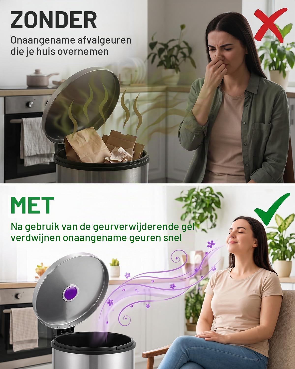 Detalle 2 de Weabisoo prullenbakgeurneutralisator, 6 zelfklevende geurpatches met 3 geuren