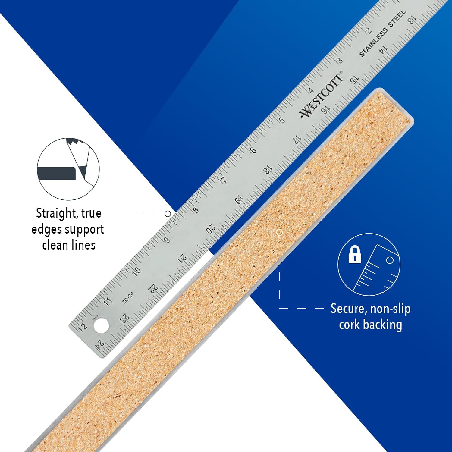 Detalle de Westcott stainless steel ruler, 24 in
