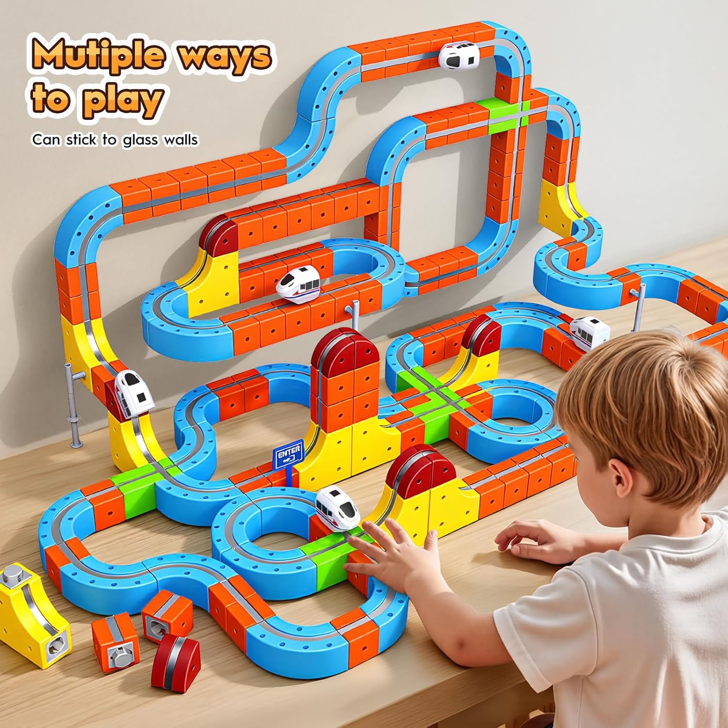 Thumbnail 4 de 150 Pezzi DIY Cube Track: Pista Magnetica e Treno Elettrico per Bambini 3–8 anni