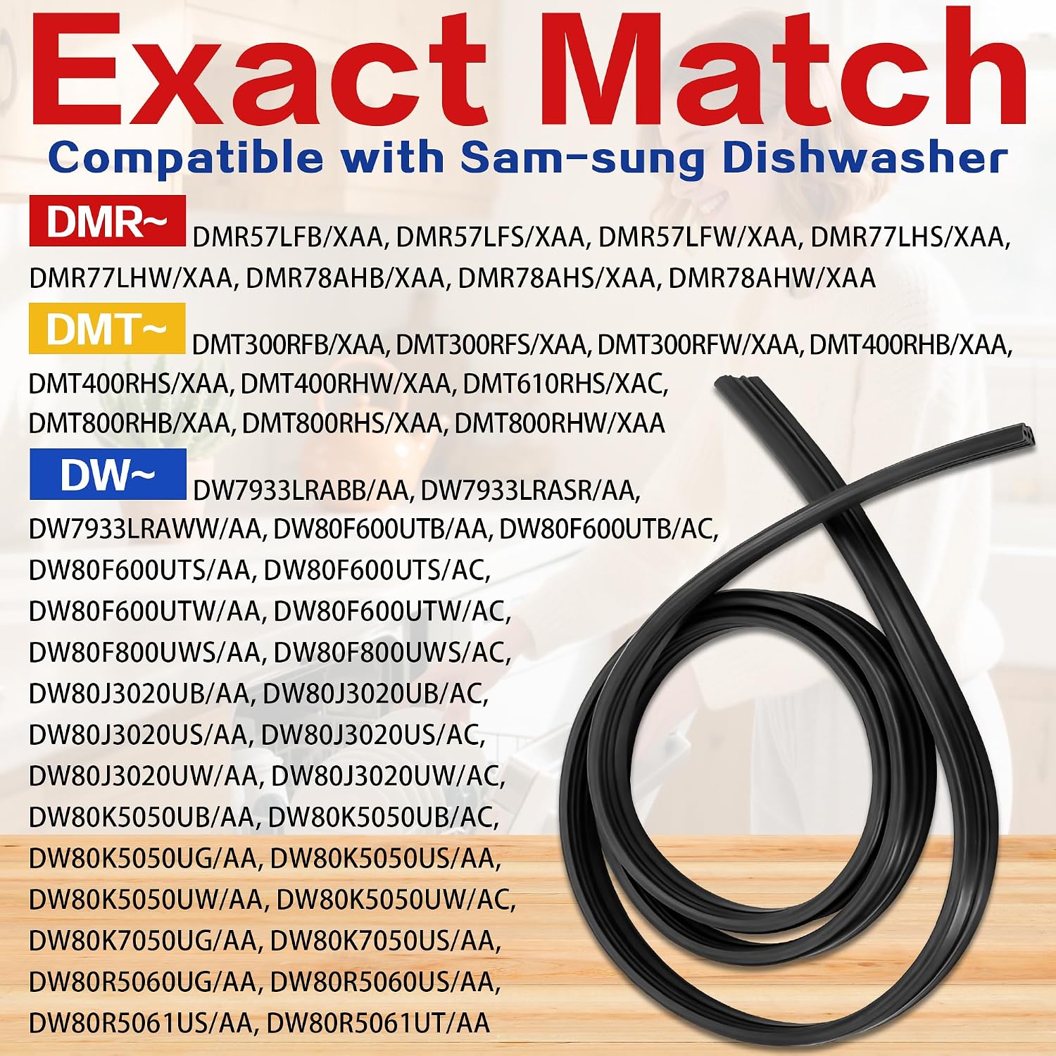 Detalle de Surqia DD62-00043A Dishwasher Door Gasket, 75.8-Inch Seal