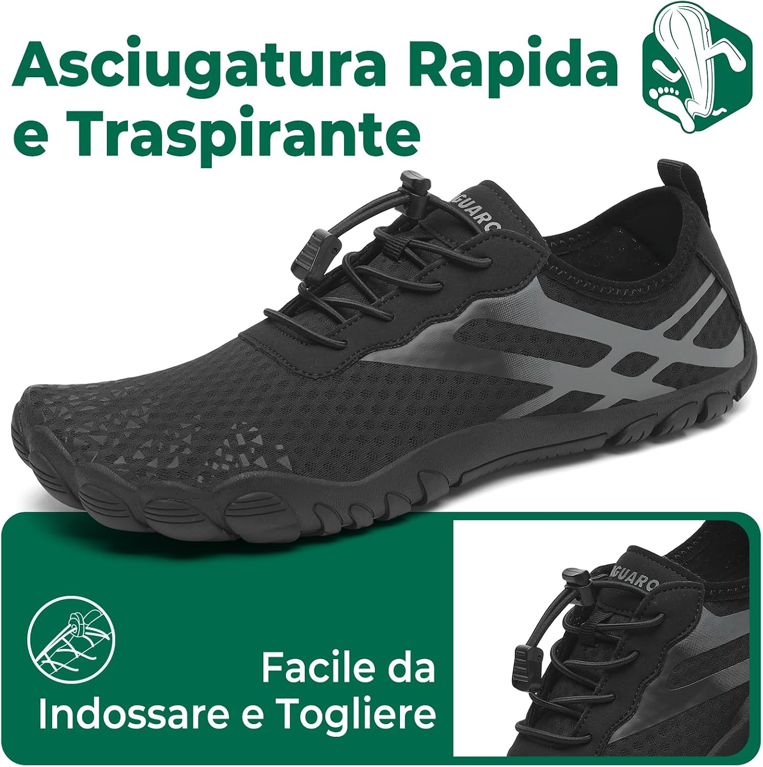 Detalle de SAGUARO Scarpe da scoglio uomo donna con asciugatura rapida (gr. 36–48)
