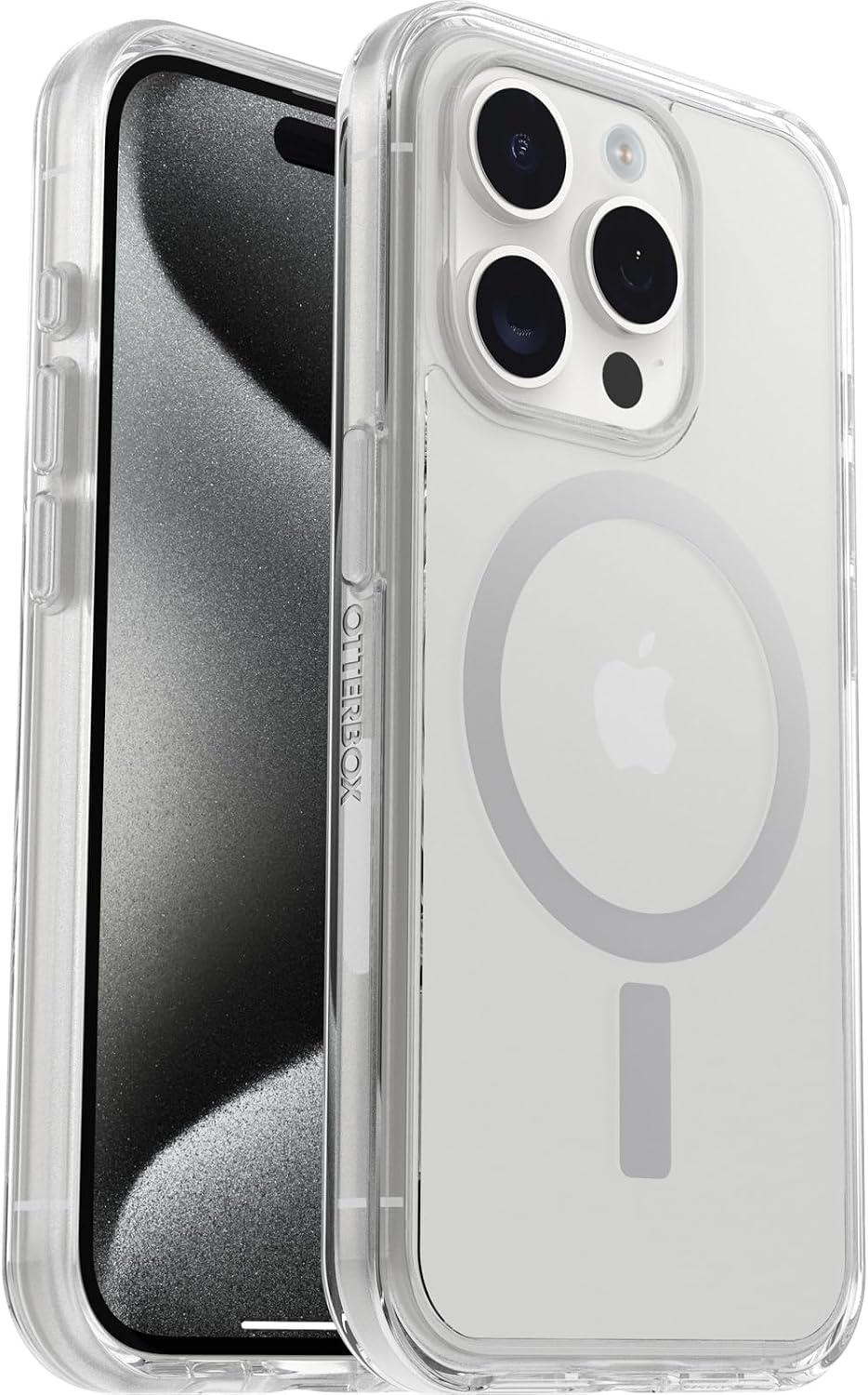 Detalle de OtterBox Symmetry Clear MagSafe pour iPhone 15 Pro — Transparent, ultra-fin et antichoc