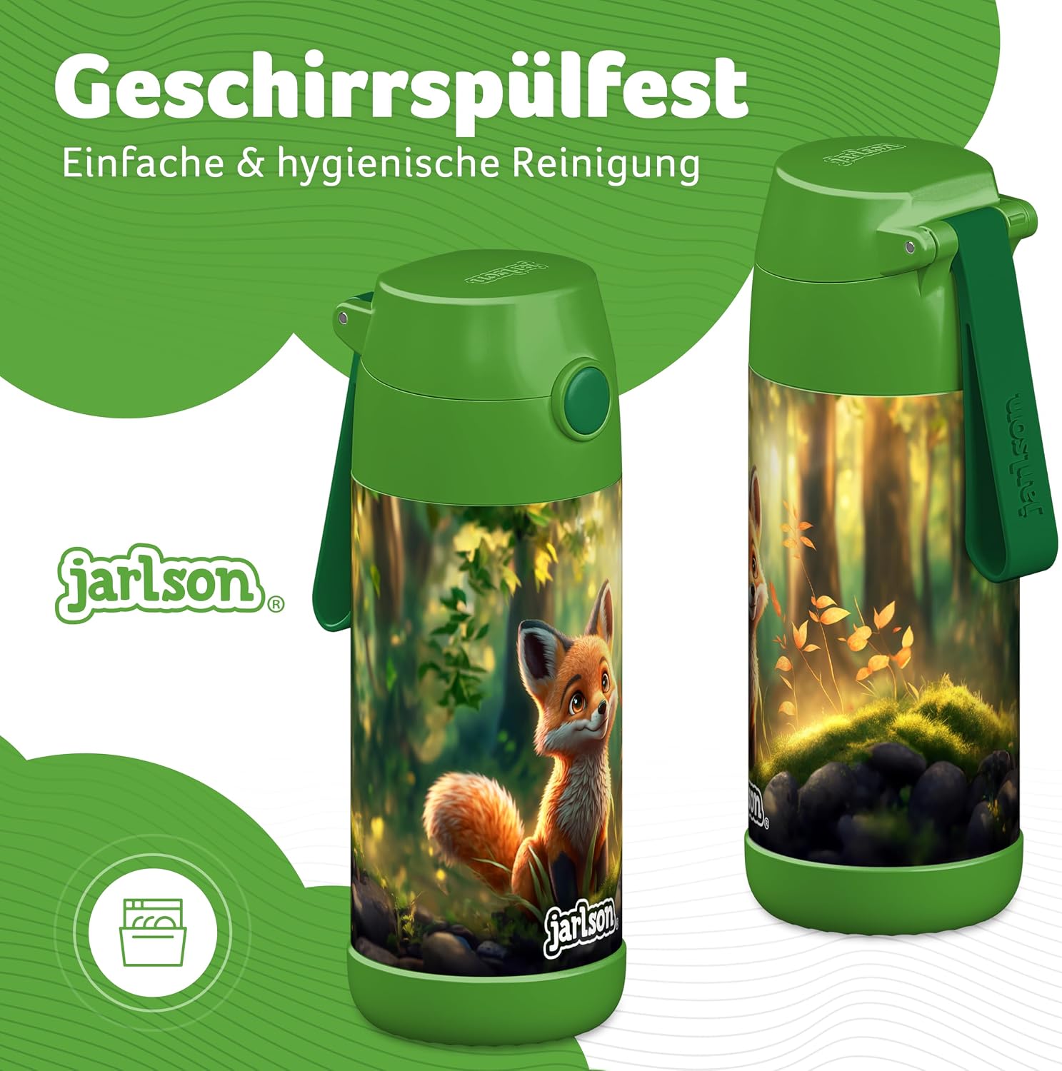 Thumbnail 3 de Jarlson Trinkflasche KindeR Edelstahl MALI 350 ml – auslaufsicher, spülmaschinengeeignet und kohlensäurebeständig