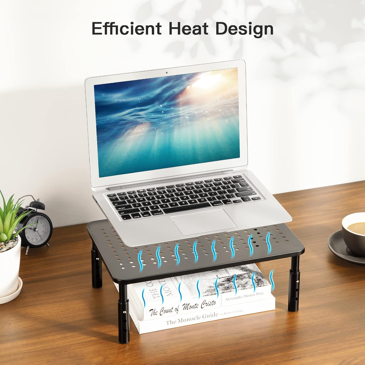 Thumbnail 5 de HUANUO 2-Pack Monitor Stand – 3 height adjustable risers with ventilated platform for ergonomic desk setup