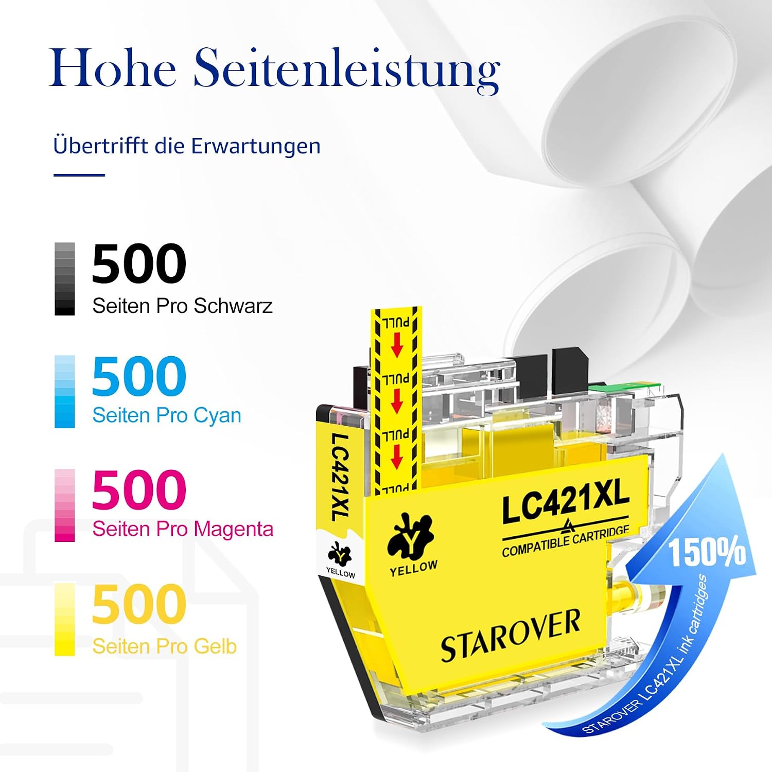 Detalle de STAROVER LC421XL LC-421XL Tintenpatronen – kompatibel mit Brother DCP/J/M Serie (Multipack)