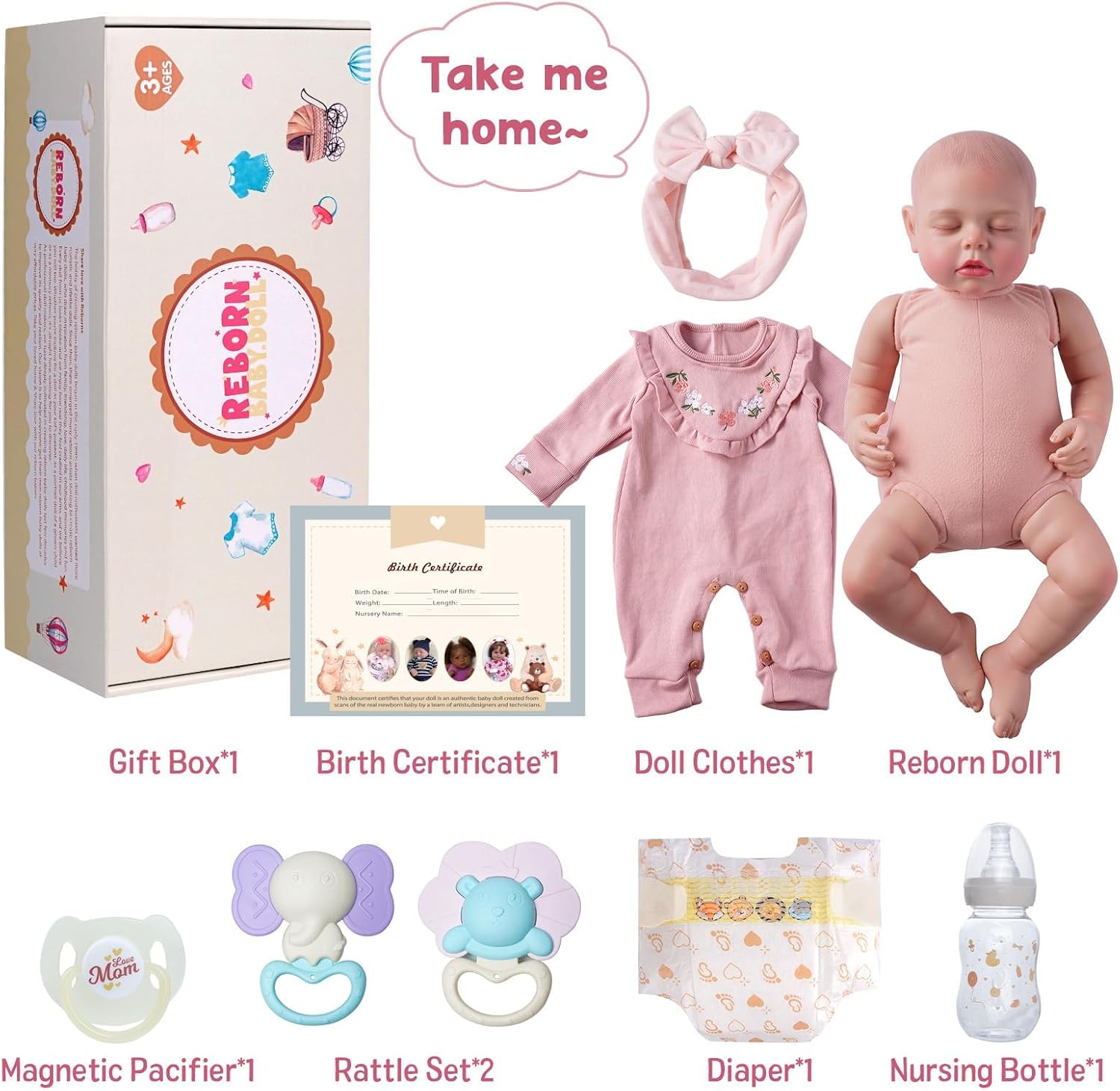 Detalle de BABESIDE Lifelike Reborn Baby Doll (20 Inch) Sleeping Newborn-Style Doll for Kids 3+