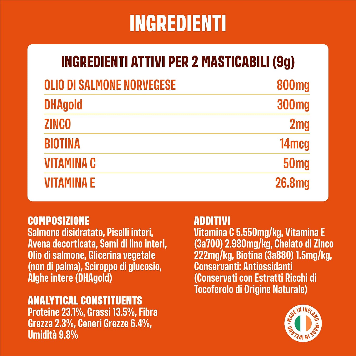Detalle de ivvi Skin & Coat – Integratore per cani con olio di salmone, vitamine e zinco (60 chicche di salmone)