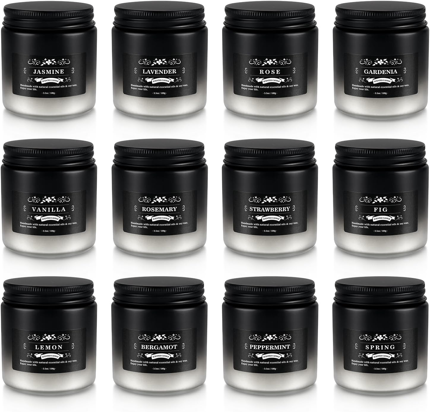 Detalle 2 de LIVEN 12 Pcs Scented Candles with Added Natural Essential Oils – 100g Each