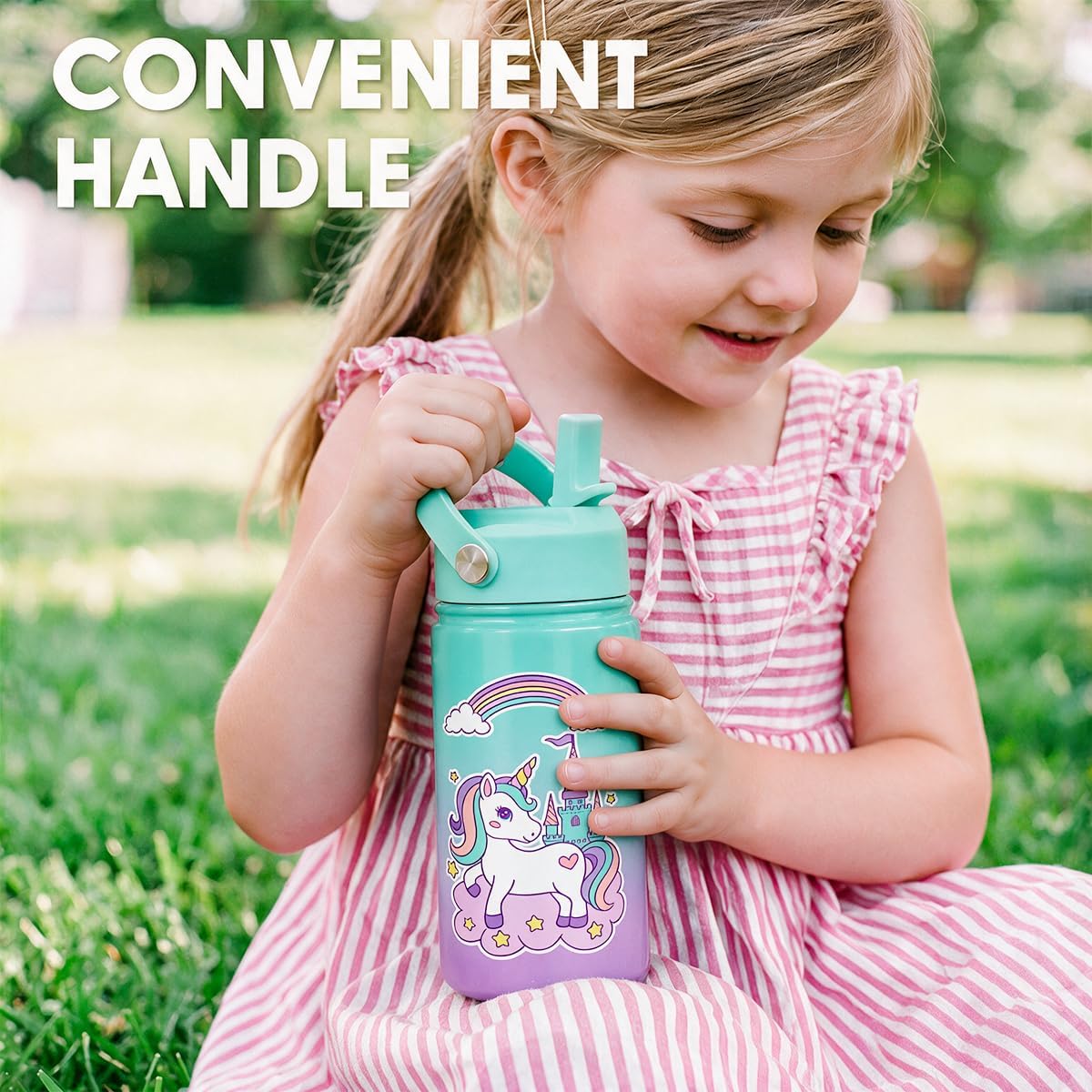 Detalle 2 de SANDJEST SJ-DW-SS-WB12SL Kids’ Insulated Stainless Steel Water Bottle, 12 oz