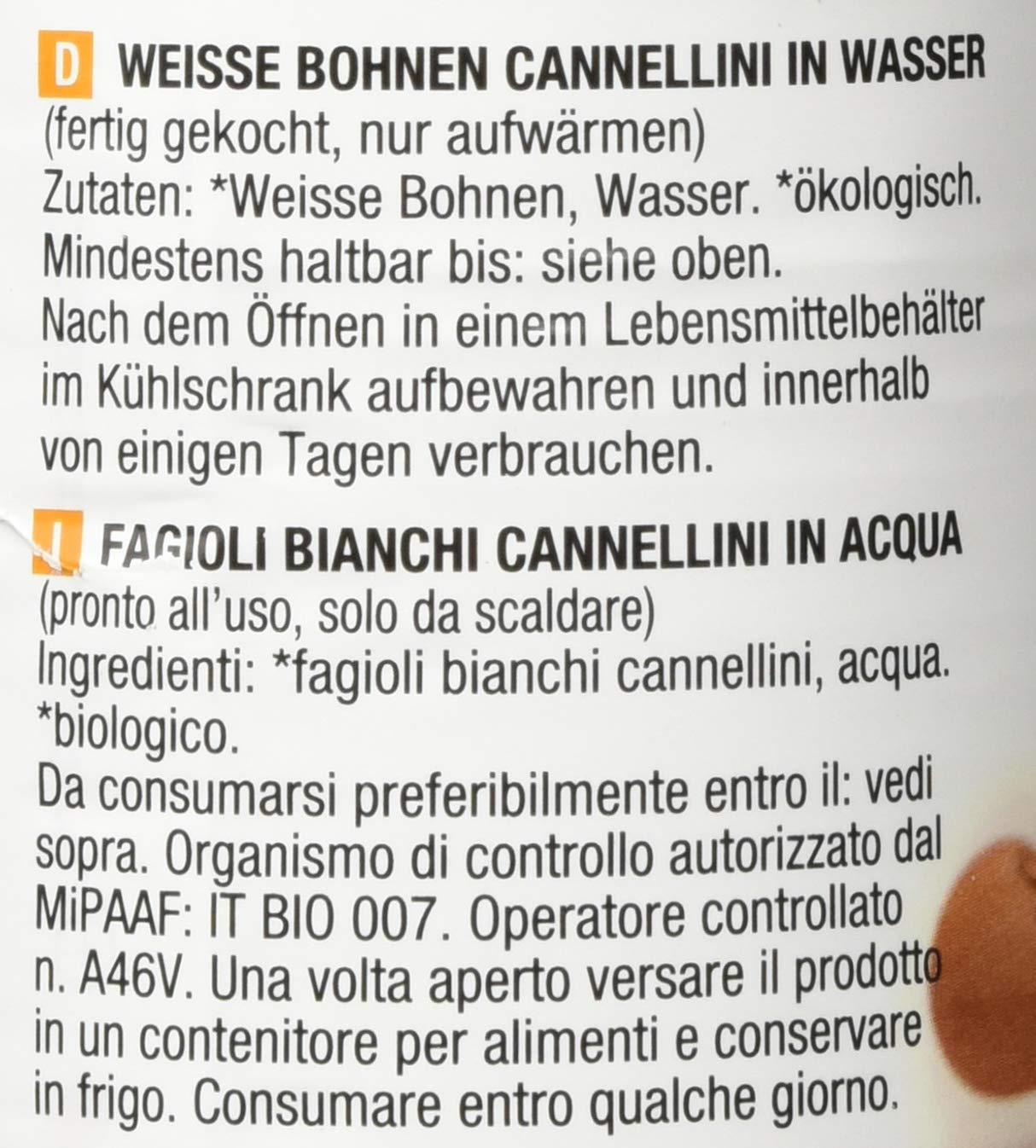 Detalle de Probios IL NUTRIMENTO Bio weiße Bohnen (Cannellini) – ohne Salzzusatz, 12 x 400 g