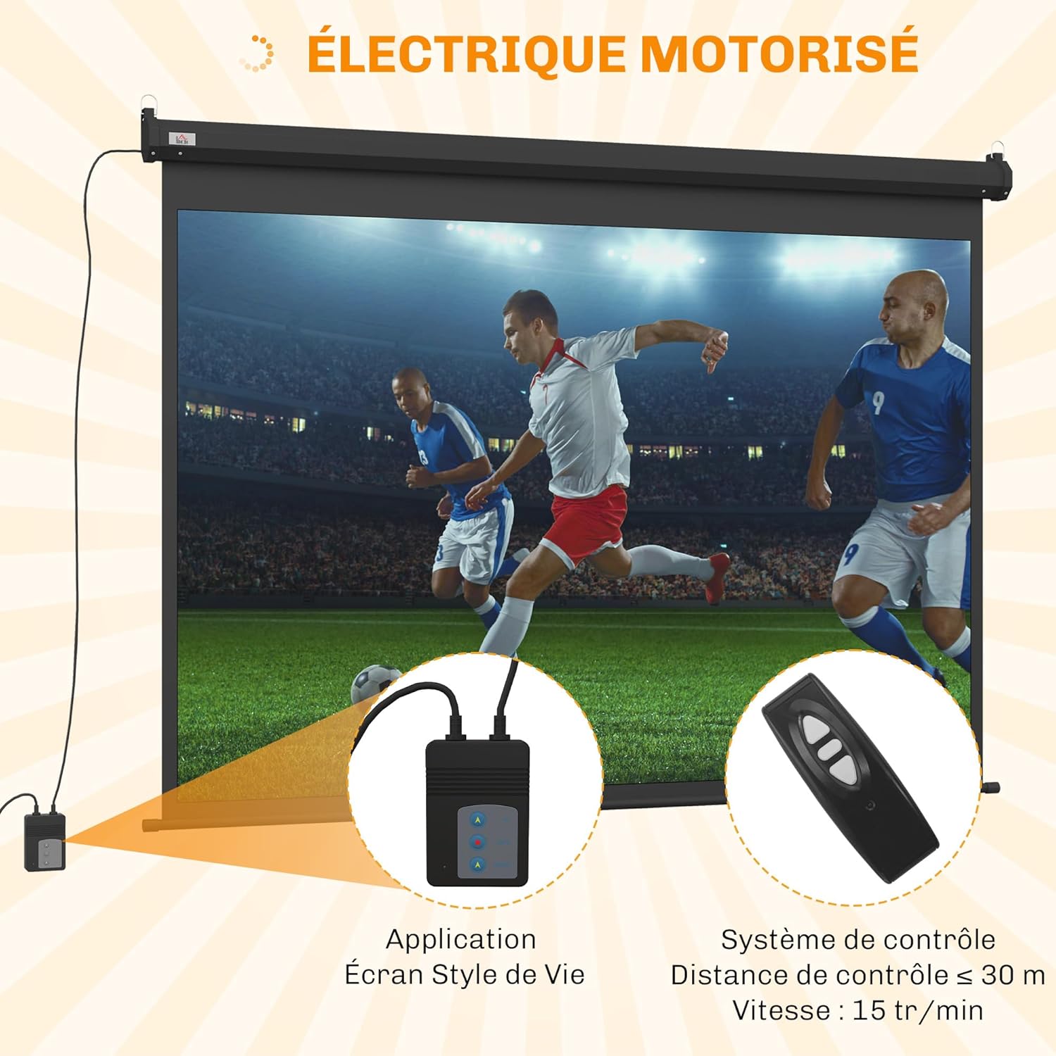 Thumbnail 2 de HOMCOM écran vidéoprojecteur 84 Pouces 4K