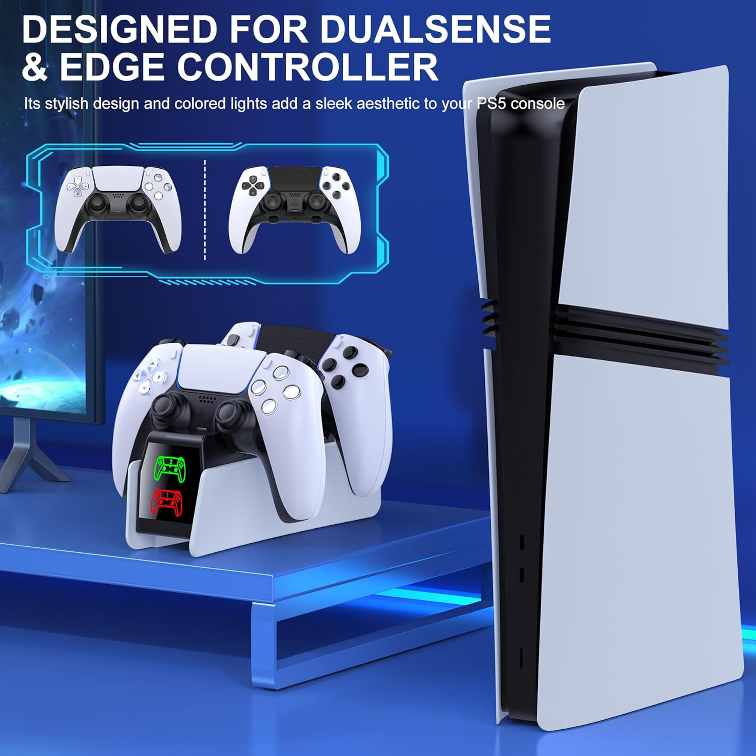 Detalle 2 de HELLCOOL PS5 Controller Charger 2H fast charging dock for DualSense controllers