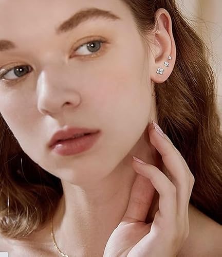 Detalle de DORANA 3 Pairs 925 Sterling Silver Stud Earrings for Women