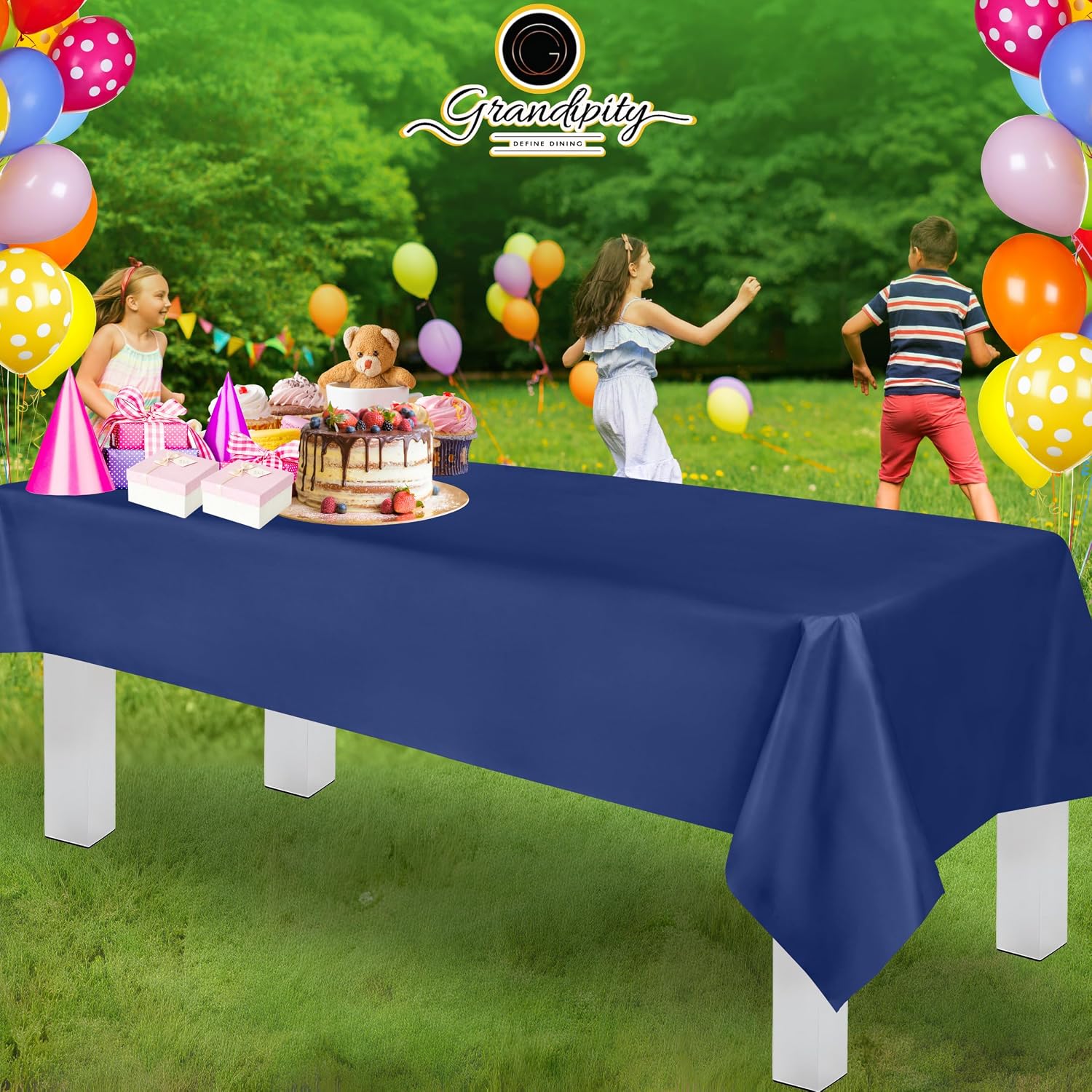 Thumbnail 5 de Grandipity Navy Blue Plastic Table Cloths (6 Pack) — 54 x 108 inches for Rectangle Tables