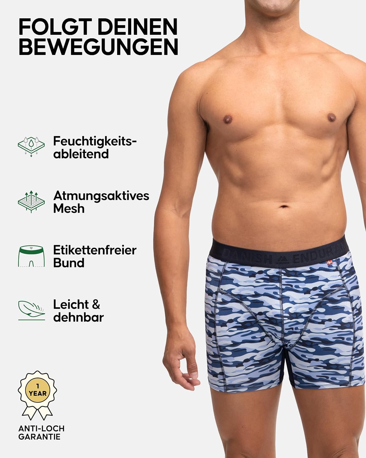 Thumbnail 1 de DANISH ENDURANCE 6er Pack Sport-Boxershorts für Herren – atmungsaktiv, geruchsneutral & mit regulärem oder langem Bein