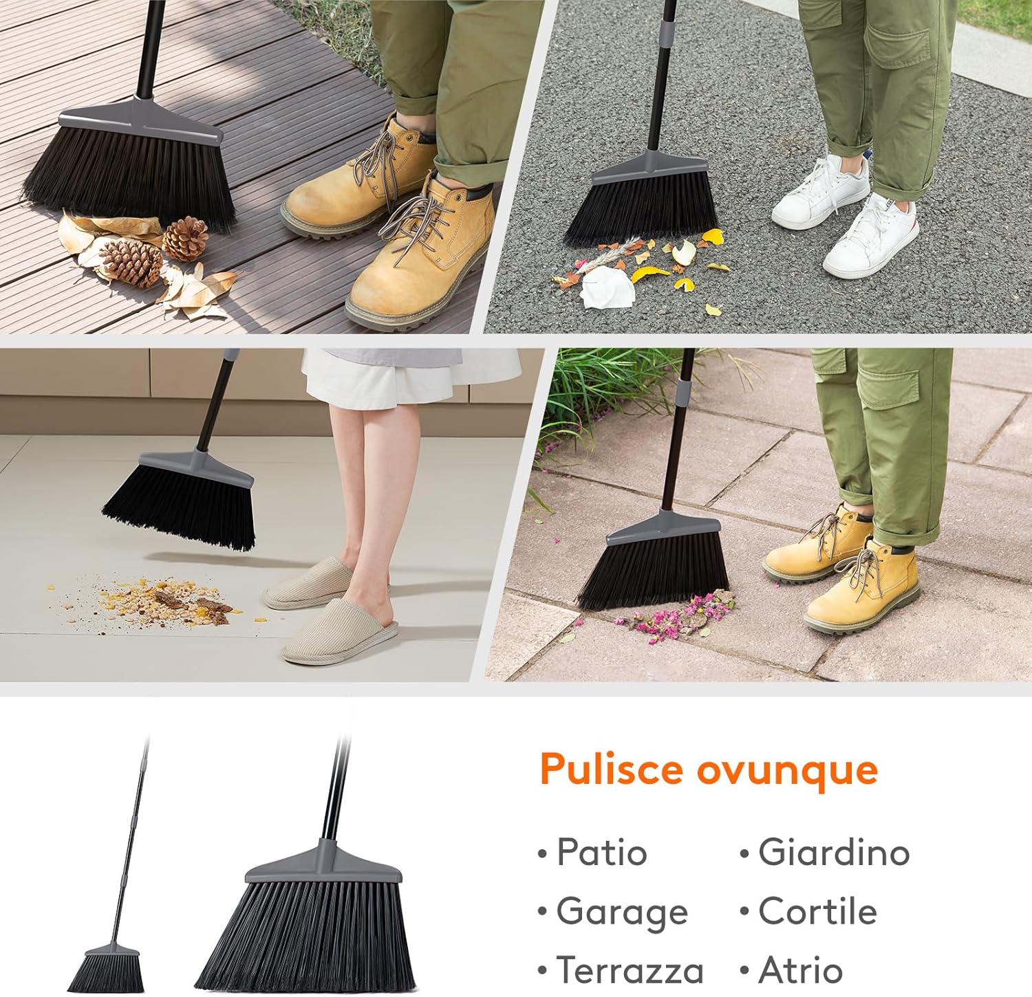 Detalle de Lifewit Scopa da Esterno 135 cm con manico telescopico regolabile