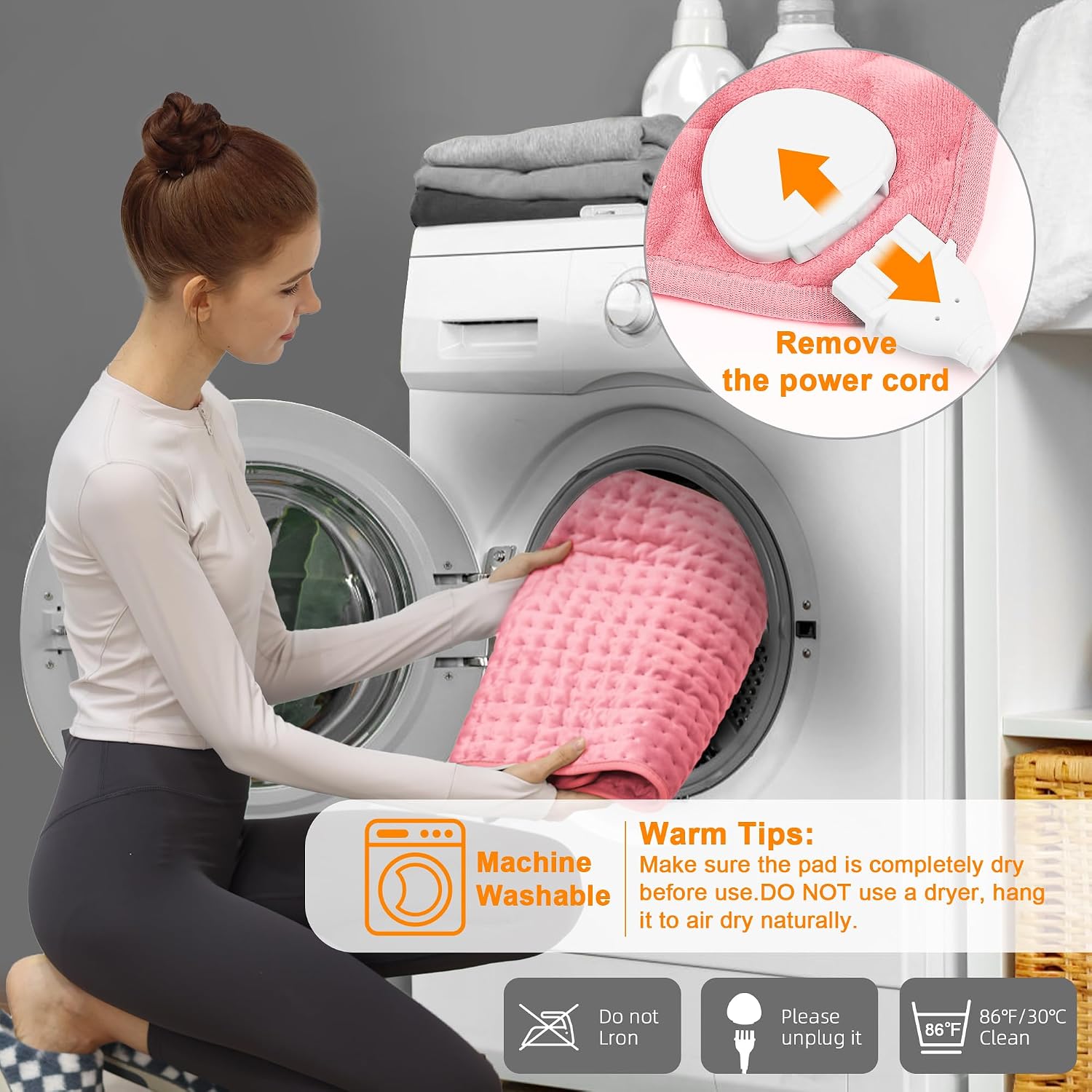 Detalle 2 de Deepsoon TK-HP2412 Heating Pad, 6 Heat Settings, Pink, 24" x 12