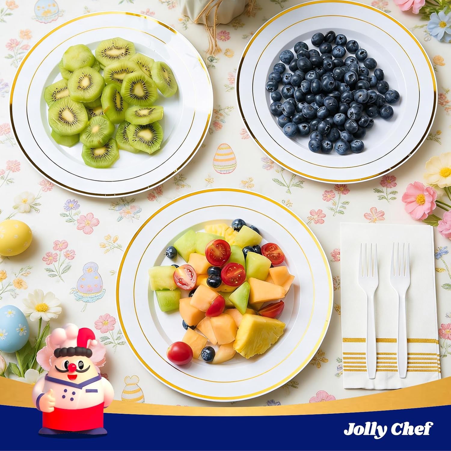 Thumbnail 2 de JOLLY CHEF Gold Plastic Plates 10 Inch 🍽