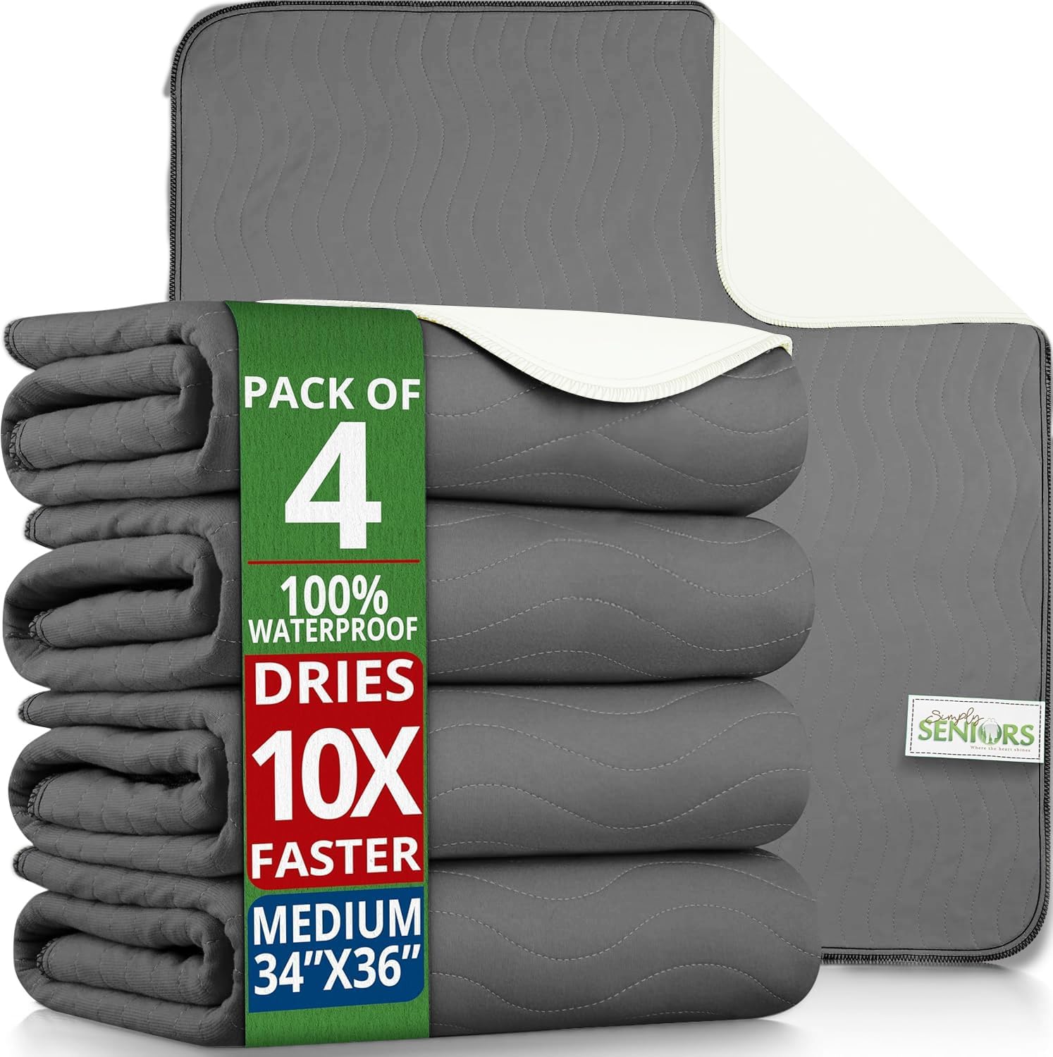 Thumbnail 6 de Bed Pads Washable Waterproof 34"x36" (Pack of 4) – Reusable Incontinence & Pee Pads for Adults, Dogs, and Kids