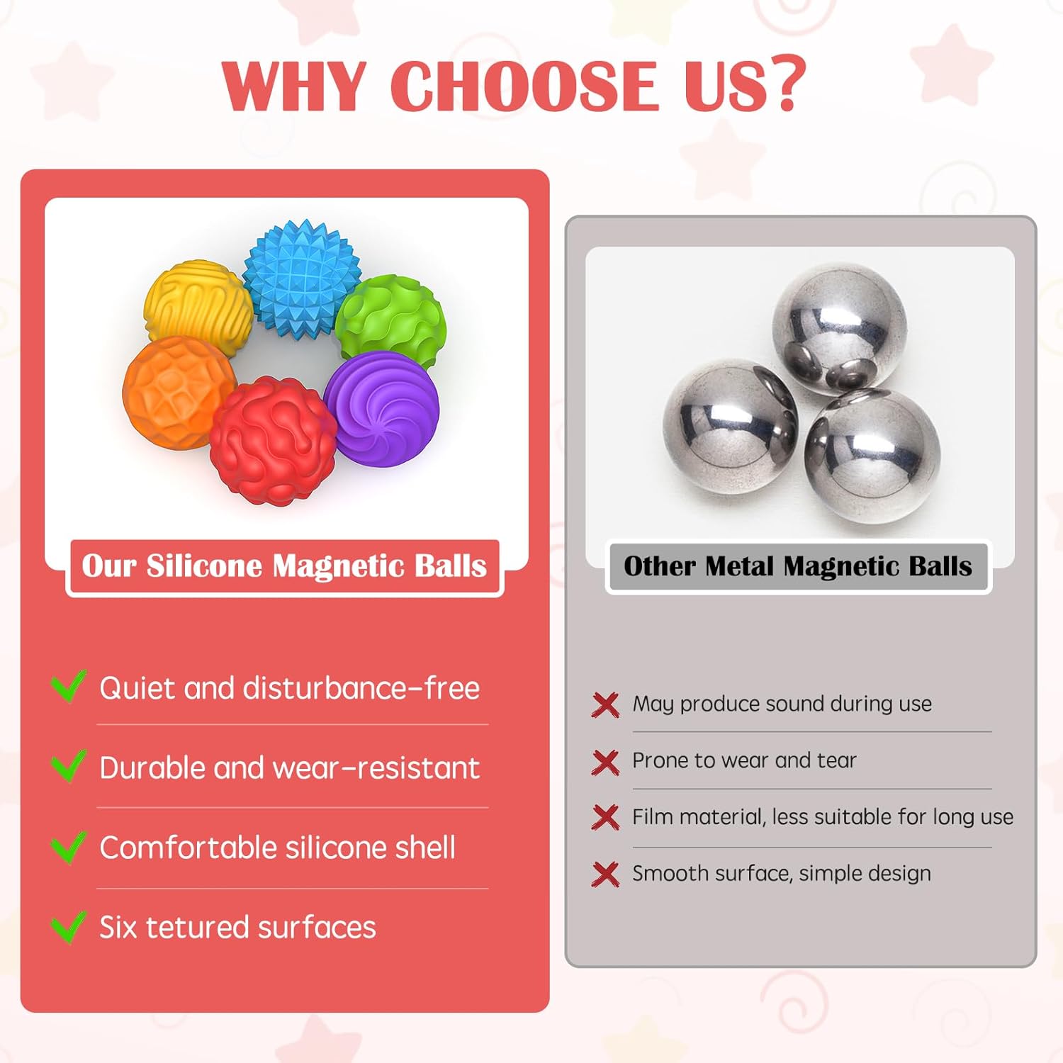 Thumbnail 3 de Magnetic Balls Fidget Toys (6 pcs) – Silicone-coated magnetic stress relief balls for adults, teens & desk use