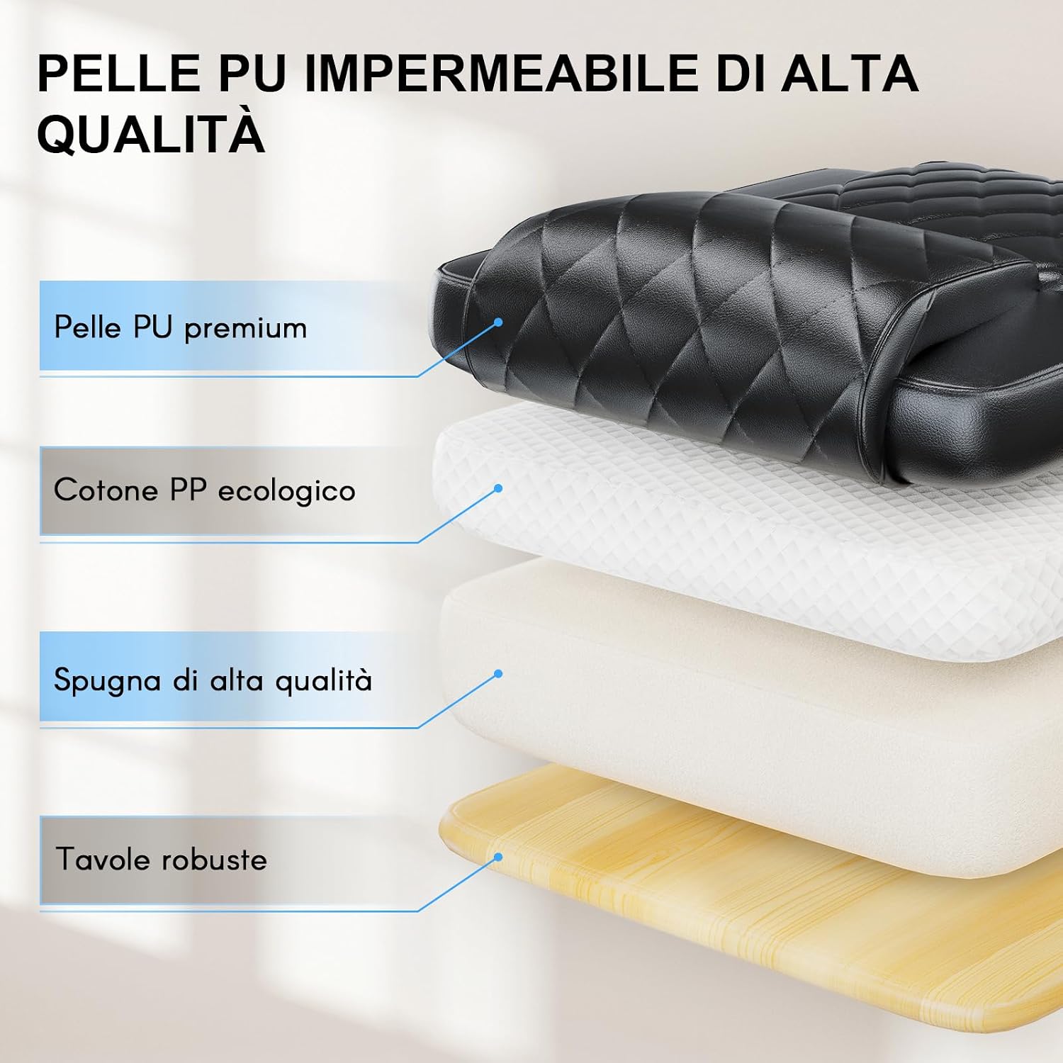 Detalle de naspaluro Sedia da ufficio ergonomica reclinabile con poggiapiedi e schienale alto in PU nera