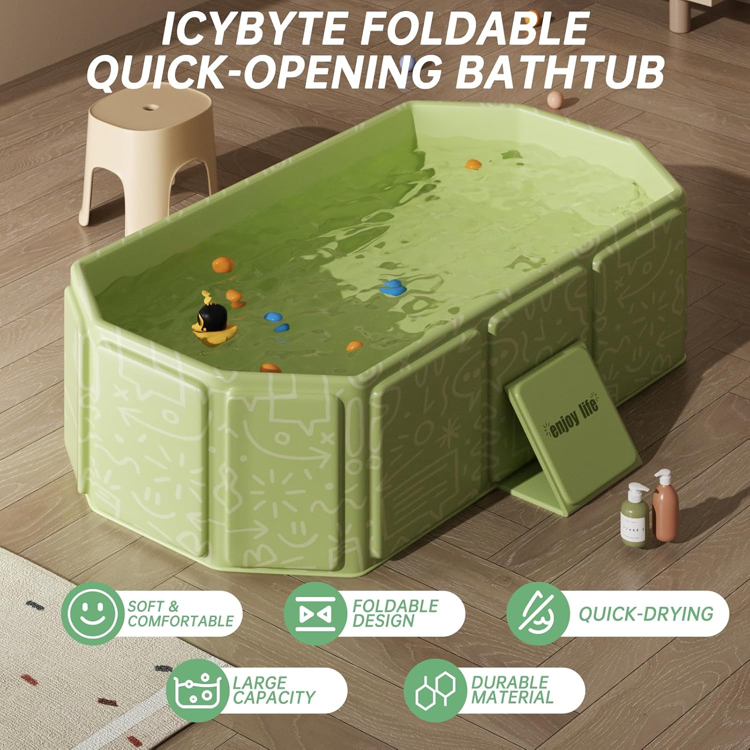 Detalle de IcyByte Collapsible Baby Bathtub, 2.8-Inch Folded