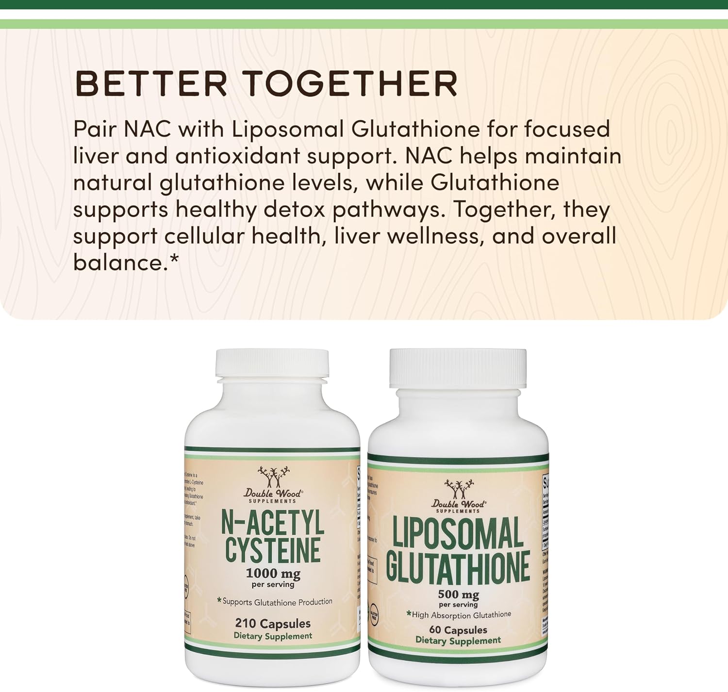Detalle 1 de Double Wood NAC Supplement, 210 Capsules