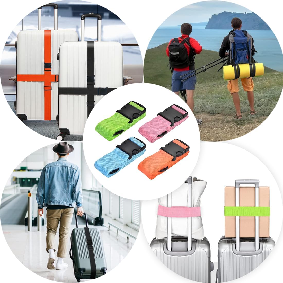 Thumbnail 6 de Luggage Straps - Adjustable, Thickened Packing Belts for Secure Travel (Green, 2–4 Pieces)